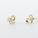 Boucles D'oreilles Puces Cathy Fleur Or Jaune Oxyde De Zirconium - Puces Famille | Marc Orian