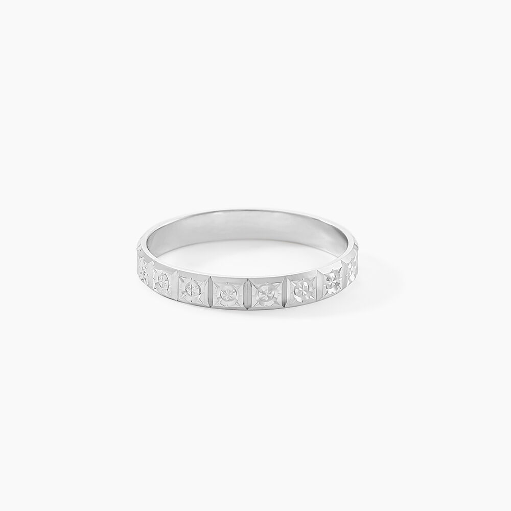 Alliance Marya Carree Diamantee Ruban Plat Or Blanc - Alliances duo Unisex | Marc Orian