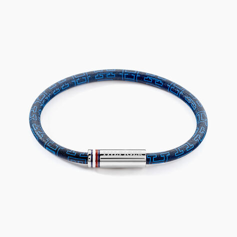 Bracelet Tommy Hilfiger Printed Cord Cuir De Veau Bleu - Bracelets cuir Homme | Marc Orian