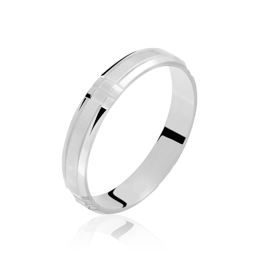 Alliance Hades Texture Ruban Plat Palladium Blanc - Alliances duo Homme | Marc Orian