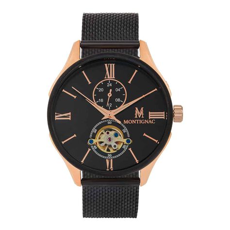 Montre Montignac Round Automatique Noir - Montres automatiques Homme | Marc Orian