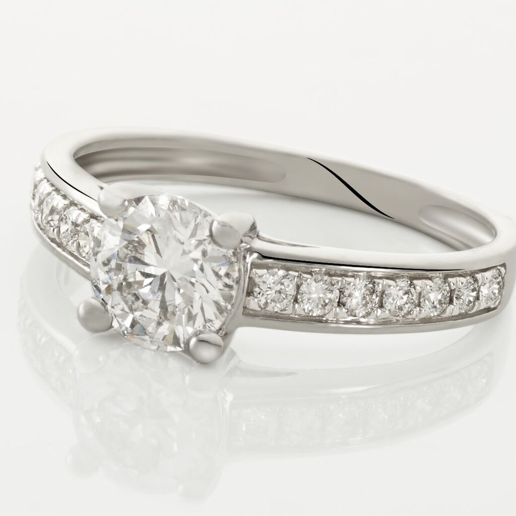Bague Solitaire Accompagné Aramis Or Blanc Diamant Synthétique - Bagues Solitaire Femme | Marc Orian