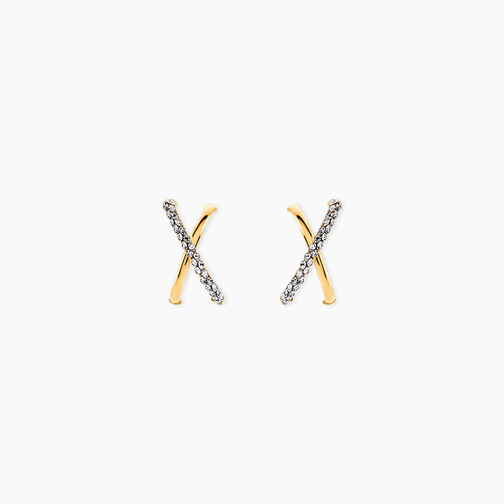 Cr&eacute;oles Bleona Croisees Or Jaune Strass - Cr&eacute;oles Femme | Marc Orian