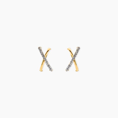 Cr&eacute;oles Bleona Croisees Or Jaune Strass - Cr&eacute;oles Femme | Marc Orian