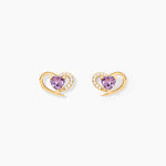 Boucles D'Oreilles Puces Creighton Or Jaune Am&eacute;thyste Oxyde De Zirconium - Puces Femme | Marc Orian