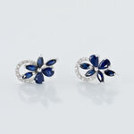 Boucles D'oreilles Puces Bouquet Or Blanc Saphir Et Diamant - Puces Femme | Marc Orian