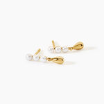Boucles D'Oreilles Pendantes Cindel Argent Dor&eacute; A L'Or 750/1000 Perle De Culture - Pendantes Femme | Marc Orian