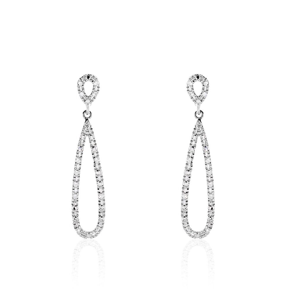 Boucles D'oreilles Pendantes Or Blanc Diamants - Pendantes Femme | Marc Orian