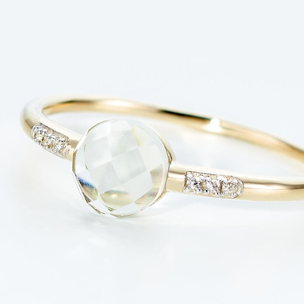 Bague Bonbon Or Jaune Prasiolite Et Oxyde De Zirconium - Bagues avec pierre Femme | Marc Orian