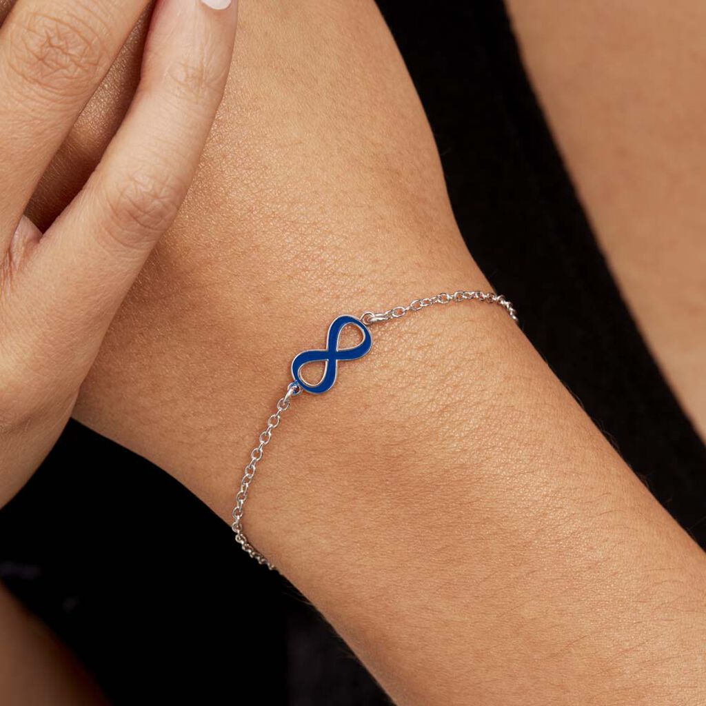 Bracelet Argent Lamier Email Bleu - Bracelets chaînes Femme | Marc Orian