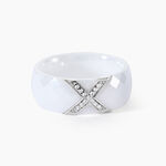 Bague Ceramique X Argent Blanc - Bagues grosses Femme | Marc Orian