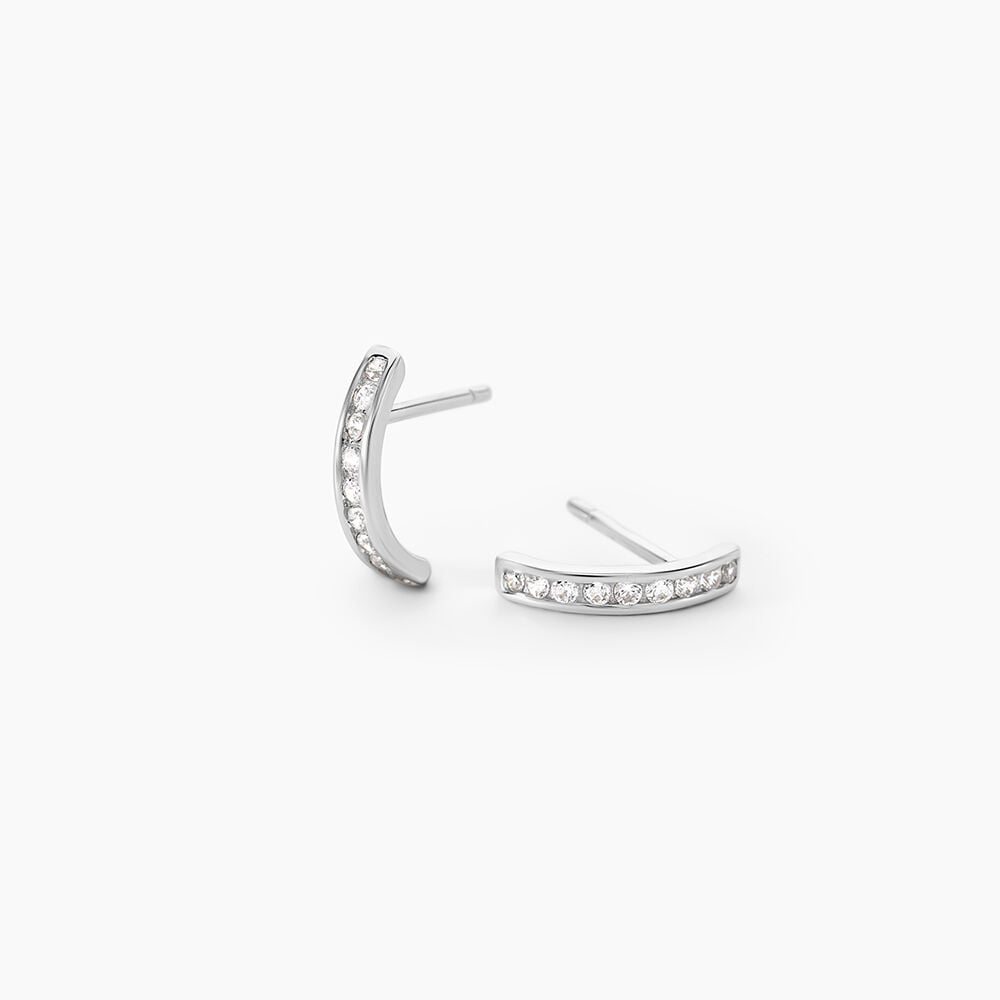 Boucles D'oreilles Puces Elenore Argent Blanc Oxyde De Zirconium - Nouveautés Femme | Marc Orian