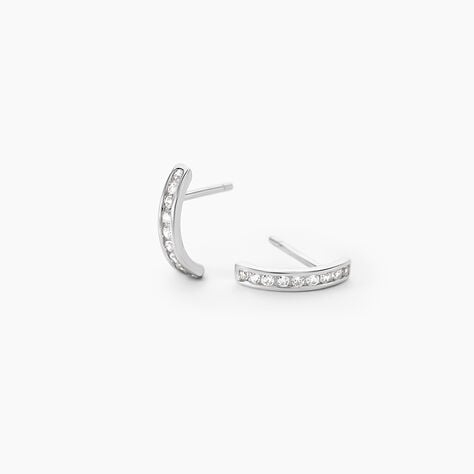 Boucles D'oreilles Puces Elenore Argent Blanc Oxyde De Zirconium - Nouveautés Femme | Marc Orian