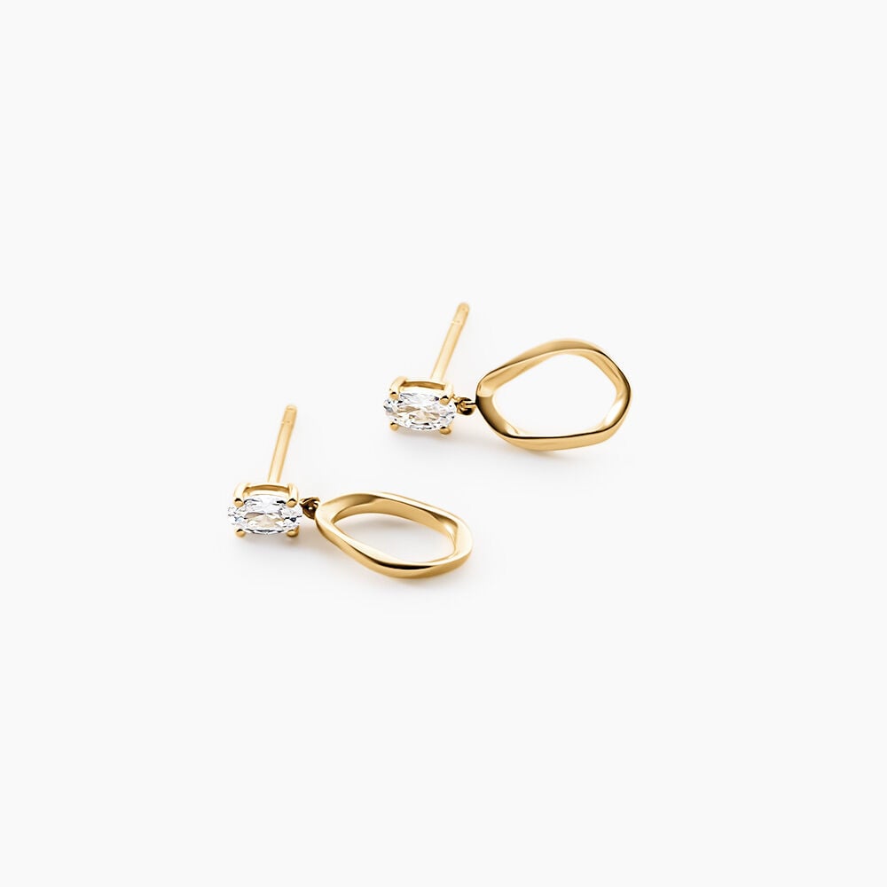 Boucles D'Oreilles Pendantes Eugena Argent Dor&eacute; A L'Or 750/1000 Oxyde De Zirconium - Pendantes Femme | Marc Orian
