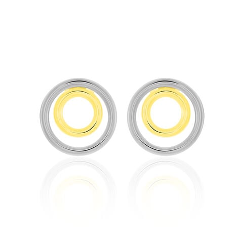 Boucles D'oreilles Pendantes Berangere Double Cercles Or Bicolore - Pendantes Femme | Marc Orian