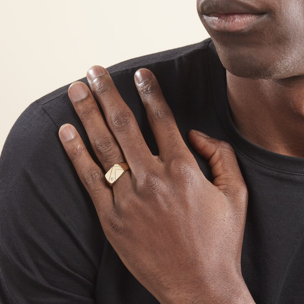 Chevalière Plaqué Or Jaune Gyorgy Oxyde De Zirconium - Chevalières Homme | Marc Orian