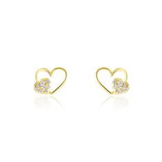 Boucles D'oreilles Puces Or Jaune Saponaire Oxydes De Zirconium - Clous d'oreilles Enfant | Marc Orian