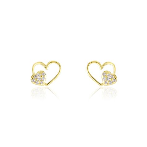Boucles D'oreilles Puces Or Jaune Saponaire Oxydes De Zirconium - Clous d'oreilles Enfant | Marc Orian