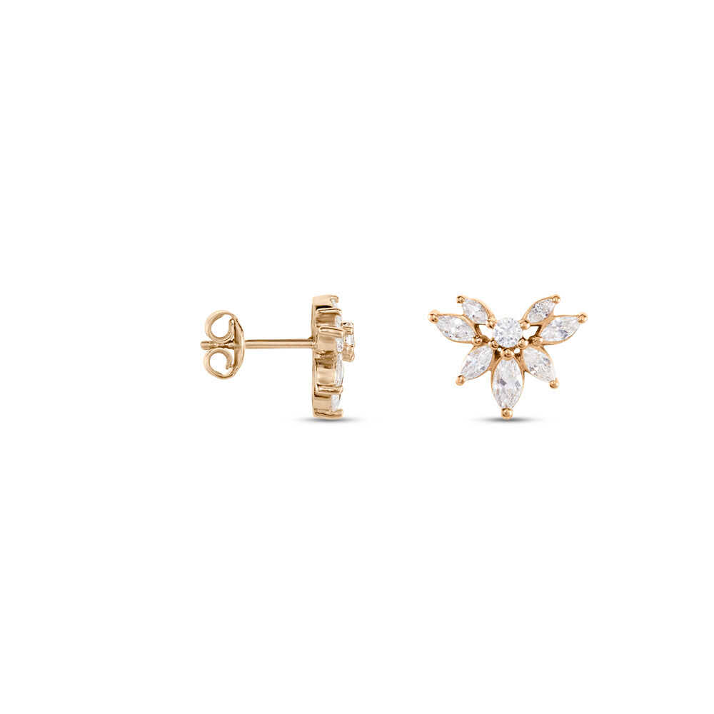 Boucles D'oreilles Puces Davena Argent Rose Oxyde De Zirconium - Puces Femme | Marc Orian
