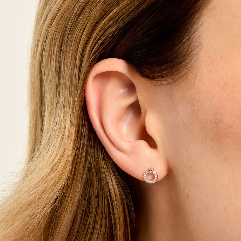 Boucles D'Oreilles Puces Aberte Argent Blanc Oxyde De Zirconium - Puces Femme | Marc Orian