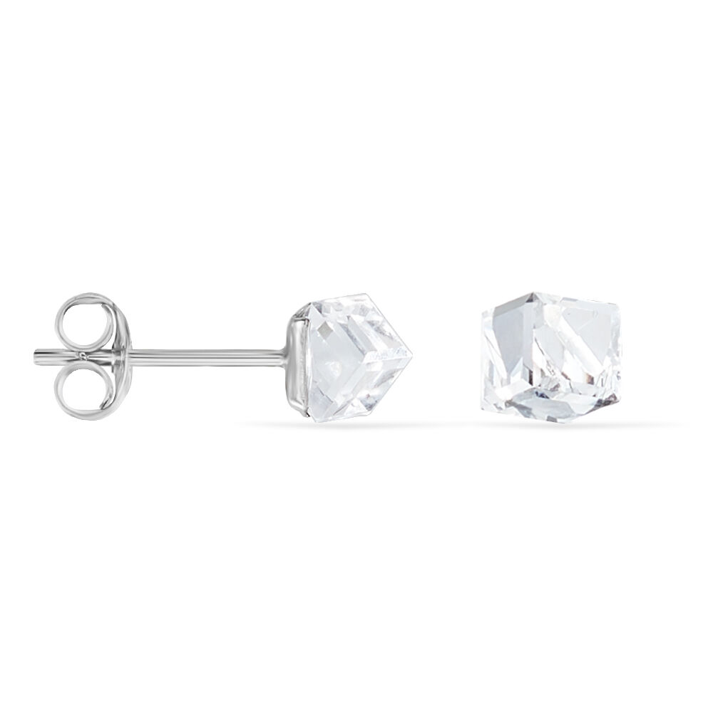 Boucles D'oreilles Puces Bridie Argent Blanc Pierre De Synthese - Puces Femme | Marc Orian