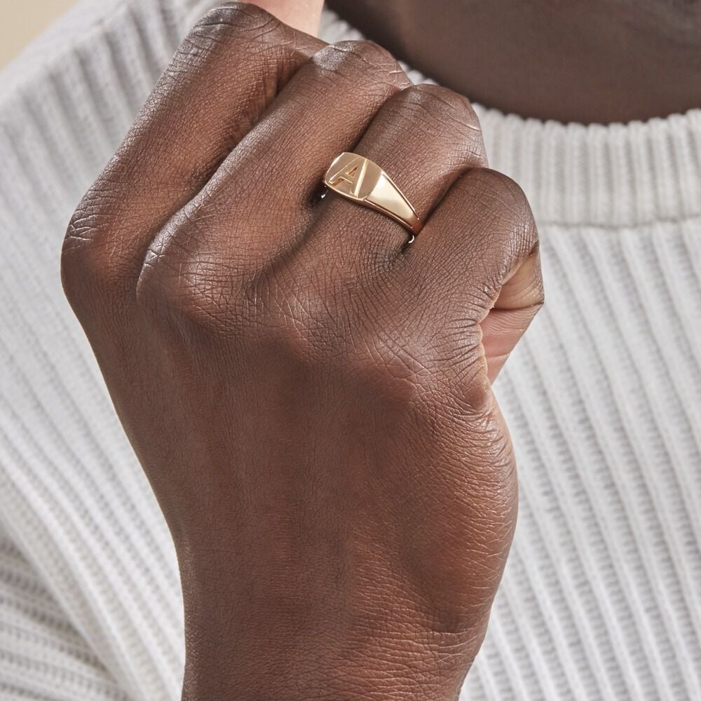 Chevalière Plaqué Or Jaune Luciano - Chevalières Homme | Marc Orian