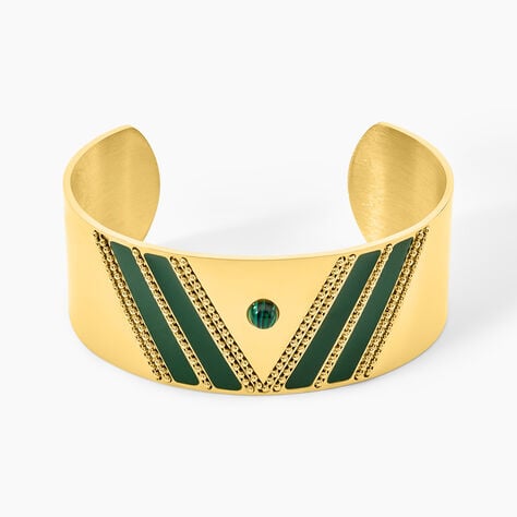 Bracelet Manchette Imagine Tamera Acier Jaune Malachite - Bracelets Pierre Femme | Marc Orian
