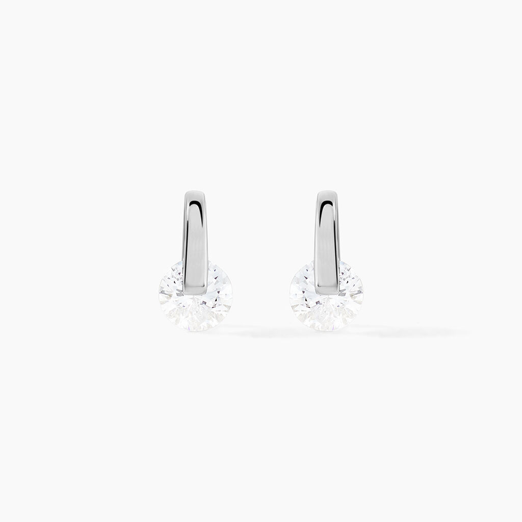 Boucles D'oreilles Pendantes Vera Argent Blanc Oxyde De Zirconium - Puces Femme | Marc Orian