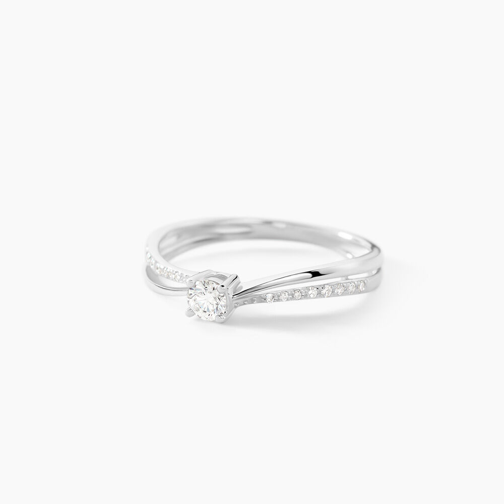 Bague Solitaire Asia Or Blanc Diamant - Parures de mariage Femme | Marc Orian