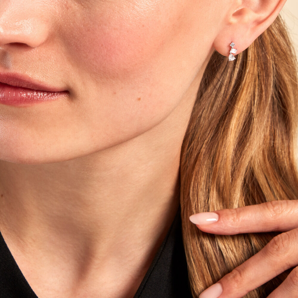 Boucles D'oreilles Puces Chadia Argent Blanc Oxyde De Zirconium - Puces Femme | Marc Orian