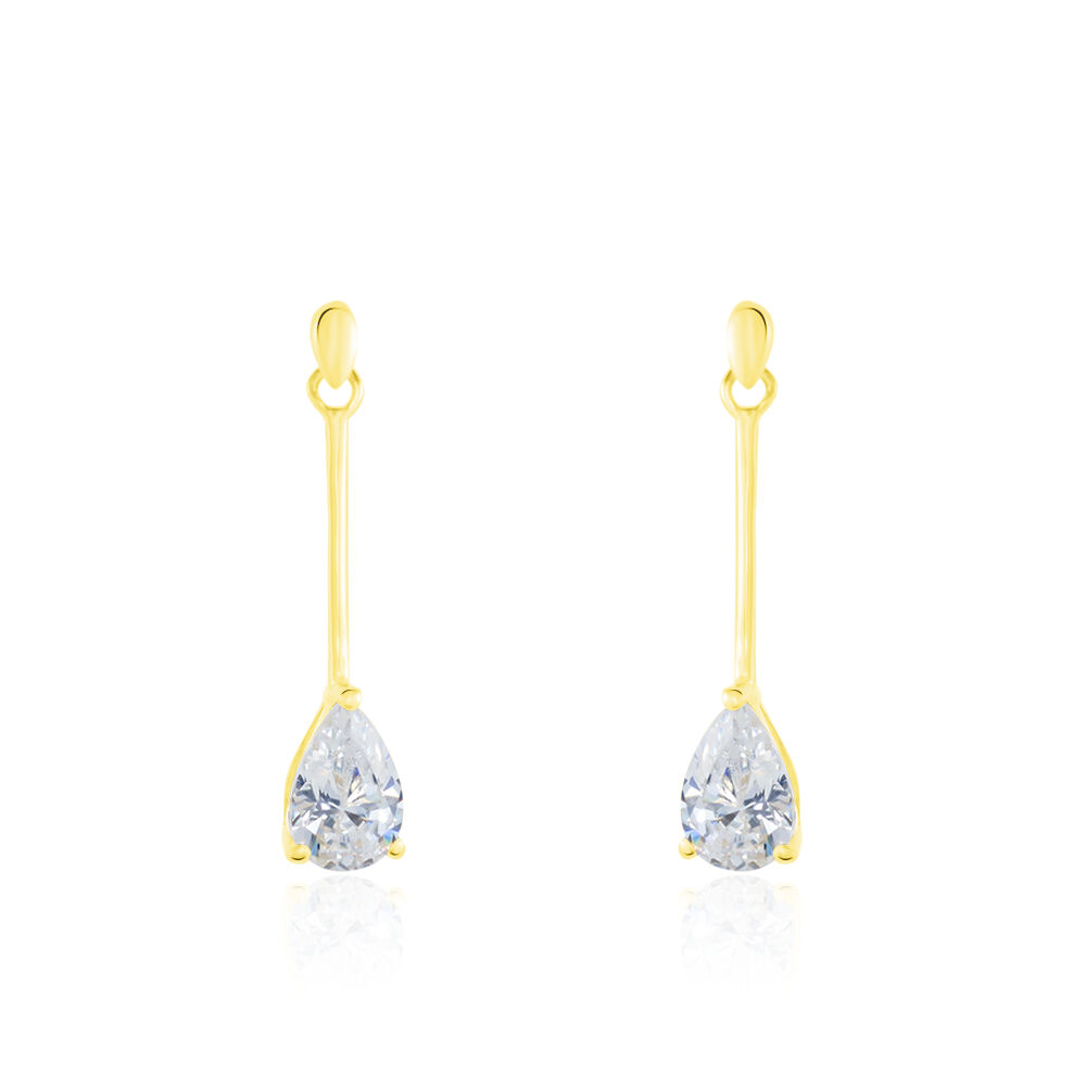 Boucles D'oreilles Pendantes Goutte Or Jaune Oxyde De Zirconium - Pendantes Femme | Marc Orian