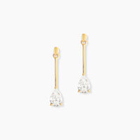 Boucles D'oreilles Pendantes Goutte Or Jaune Oxyde De Zirconium