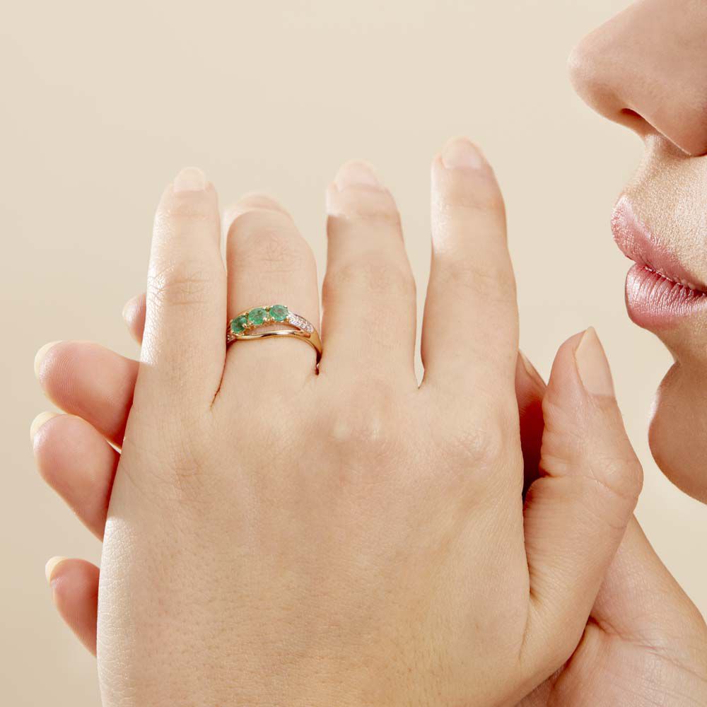 Bague Or Jaune Abelard Emeraudes Diamants - Bagues vintage Femme | Marc Orian