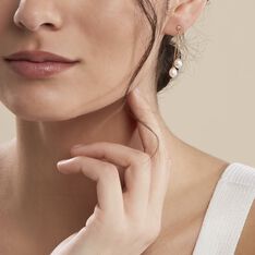 Boucles D'oreilles Pendantes Carrine 2 Fils Or Jaune Perle De Culture - Boucles d'oreilles Pendantes Femme | Marc Orian
