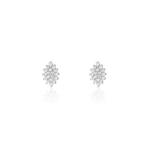 Boucles D'oreilles Puces Argent Blanc Hellouin Oxydes De Zirconium - Puces Femme | Marc Orian