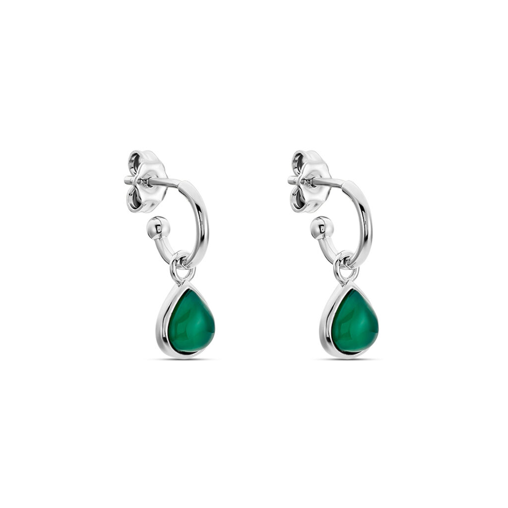 Créoles Tao Argent Blanc Onyx - Boucles d'oreilles Créoles Femme | Marc Orian
