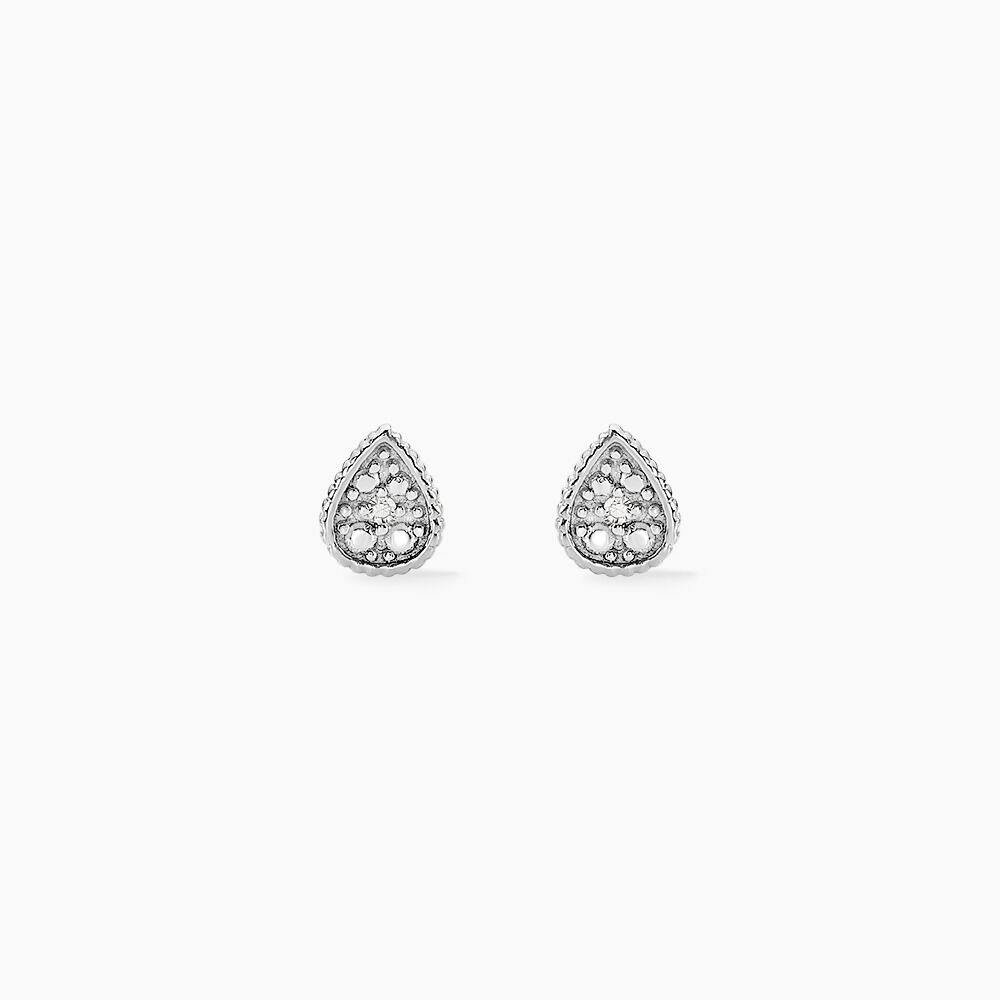 Boucles D'oreilles Puces Mon 1er Diamant Or Blanc Diamant -  Femme | Marc Orian