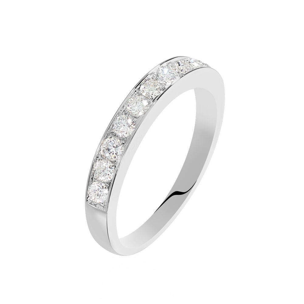 Demi-alliance Or Blanc Valentine Diamants Synthetique - Alliances avec pierres Femme | Marc Orian