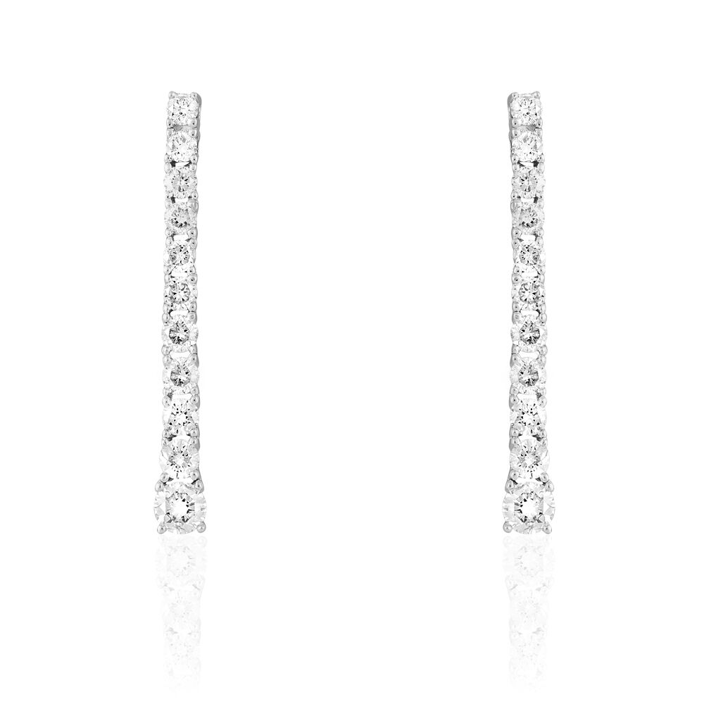 Boucles D'oreilles Puces Riviera Or Blanc Diamant -  Femme | Marc Orian