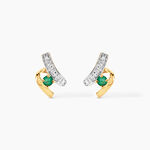 Boucles D'oreilles Puces Loubra Or Jaune Emeraude - Puces Femme | Marc Orian