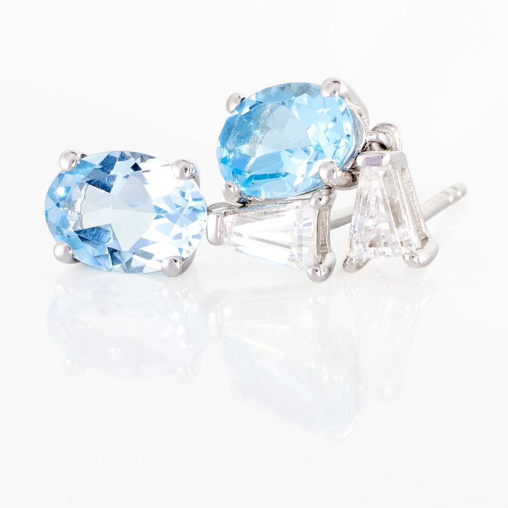 Boucles D'oreilles Puces Annchen Or Blanc Topaze Et Oxyde De Zirconium - Puces Femme | Marc Orian