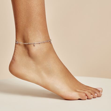 Chaîne De Cheville Kristyna Argent Blanc Amethyste - Chaines de cheville Femme | Marc Orian