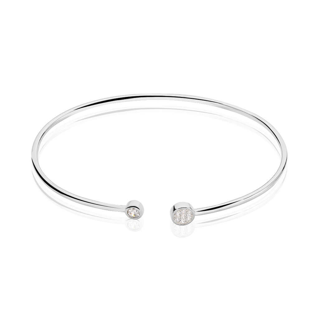 Bracelet Jonc Perline Argent Blanc Oxyde De Zirconium - Bracelets joncs Femme | Marc Orian