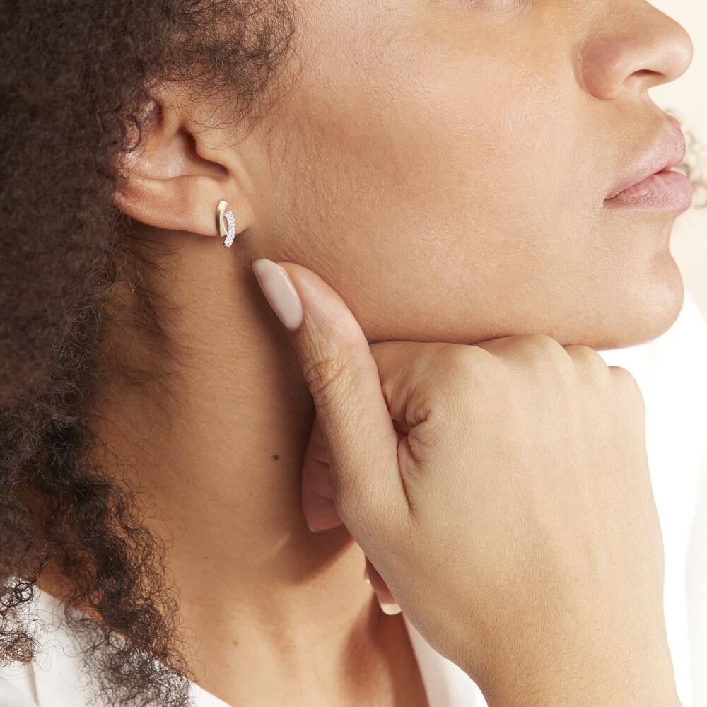 Boucles D'oreilles Puces Vero Or Jaune Oxyde De Zirconium - Puces Femme | Marc Orian