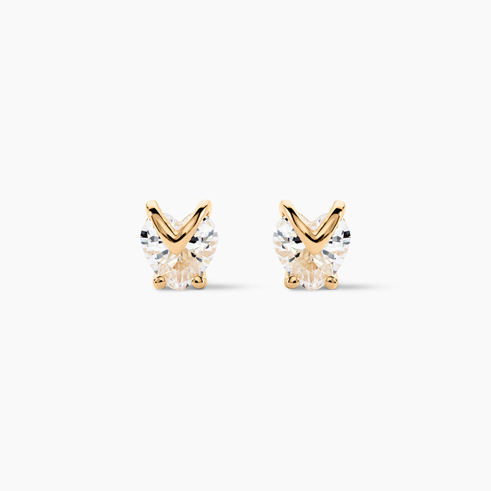 Boucles D'oreilles Puces Abelinia Plaqu&eacute; Or Jaune Oxyde De Zirconium - Puces Femme | Marc Orian