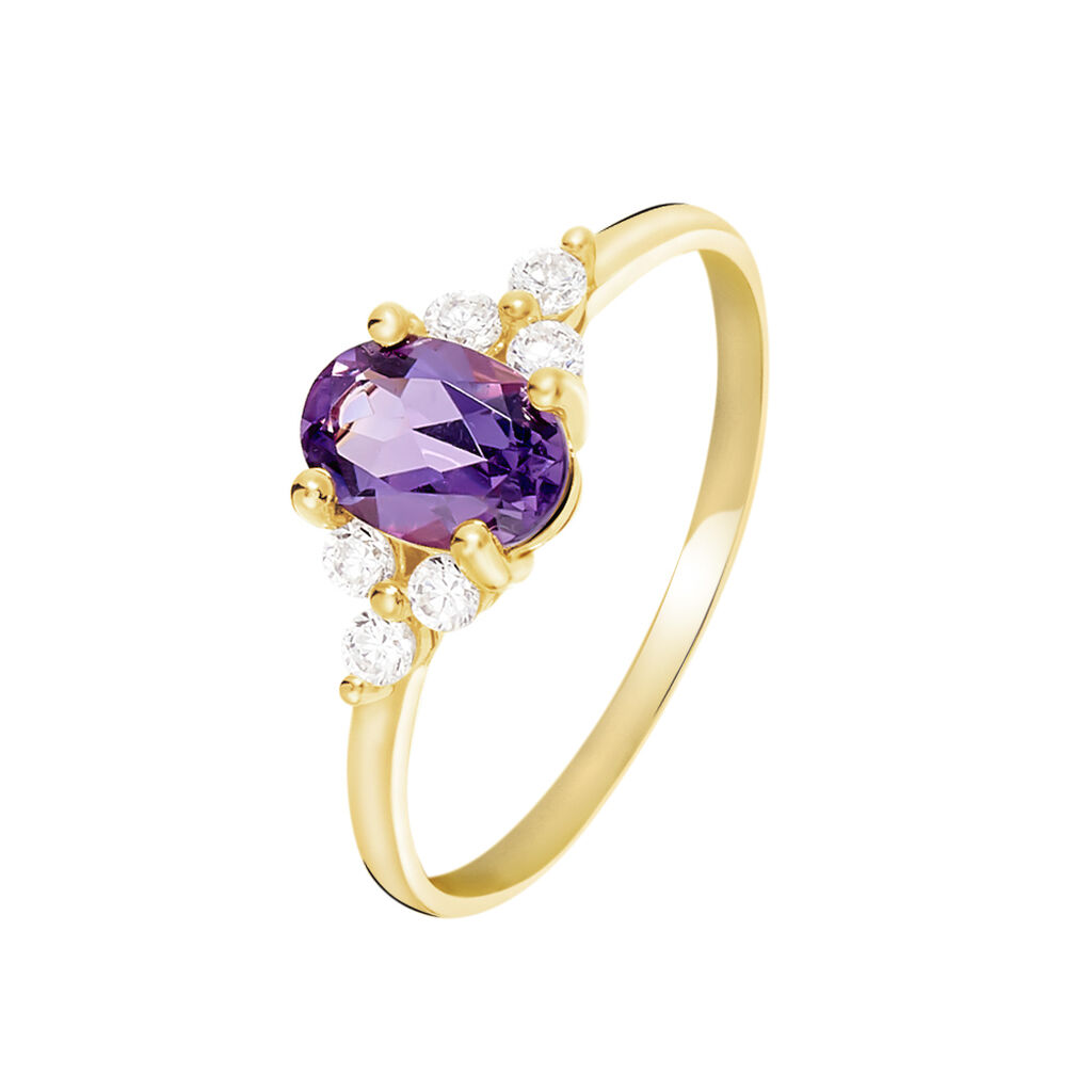 Bague Anaid Or Jaune Amethyste Et Oxyde De Zirconium - Bagues pierres fines Femme | Marc Orian