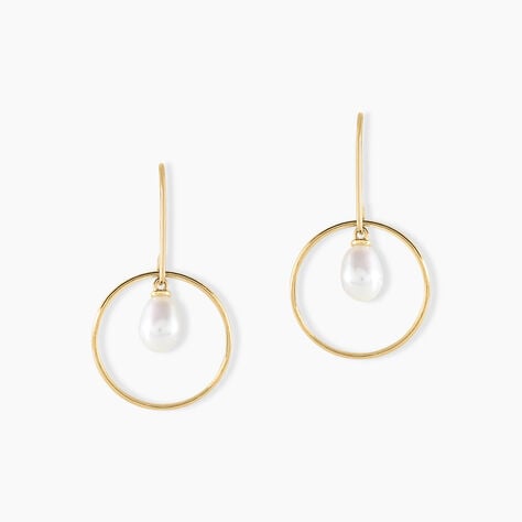 Boucles D'oreilles Pendantes Salvine Or Jaune Perle De Culture - Boucles d'oreilles mariage Femme | Marc Orian