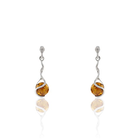 Boucles D'oreilles Pendantes Argent Blanc Ferima Ambre - Boucles d'oreilles Pendantes Femme | Marc Orian