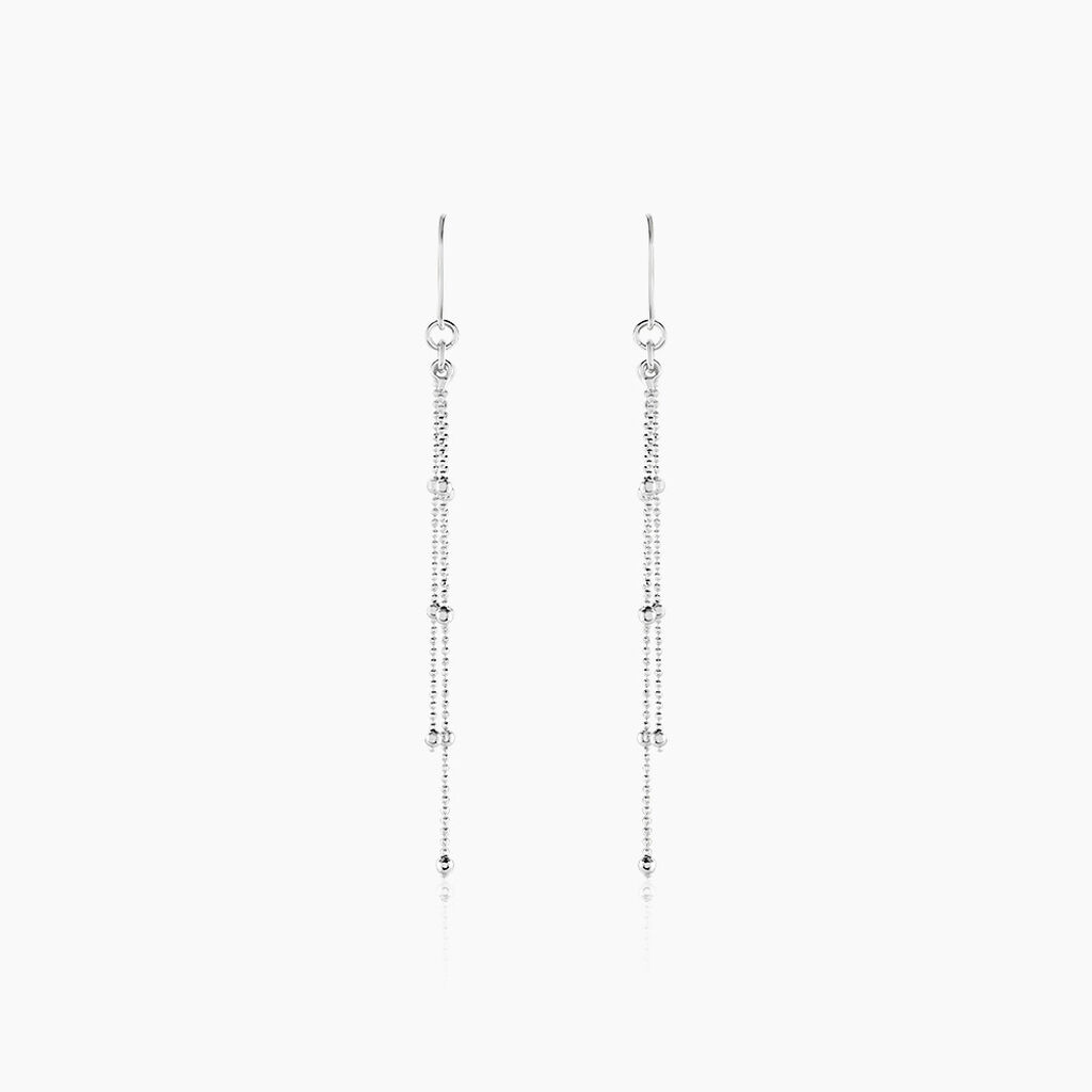 Boucles D'oreilles Pendantes La&iuml;a Argent Blanc - Piercings d'oreilles Femme | Marc Orian