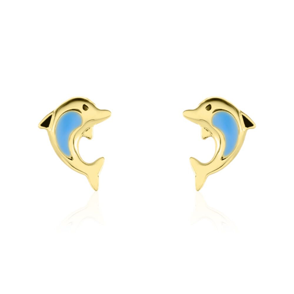 Boucles D'oreilles Puces Mael Dauphin Or Jaune - Puces Enfant | Marc Orian